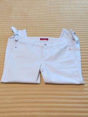 GUESS White Skinny Tie-Hem Jeans